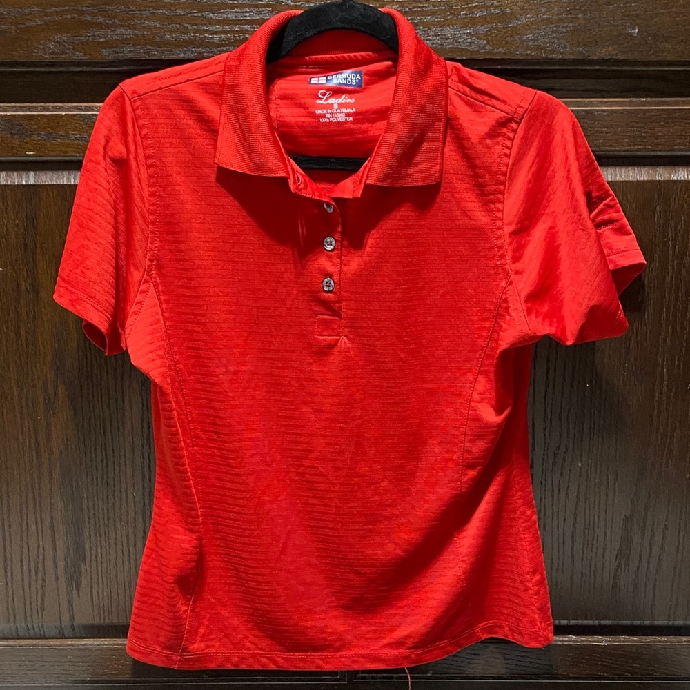 Bermuda Sands Women's Vibrant Red Button Down Shirt - Ladies Small
